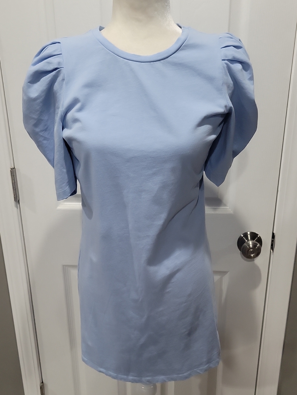 Pomander Place Light Blue Puff Sleeve Mini Dress